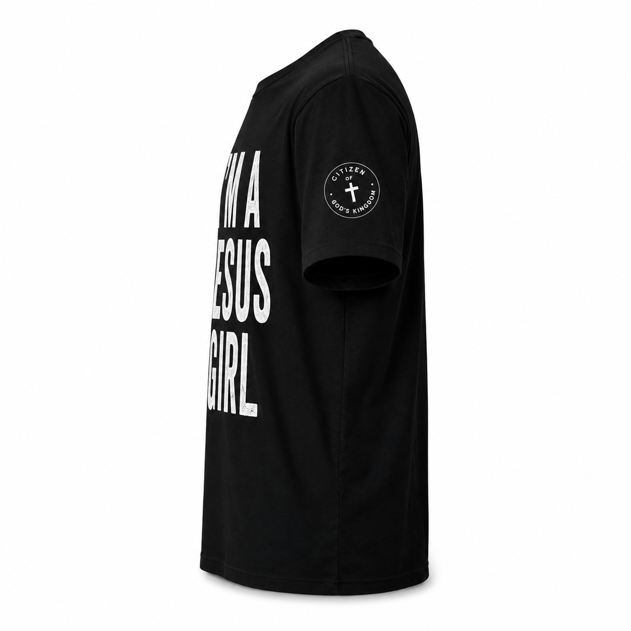 Side view of the I'm A Jesus Girl tee